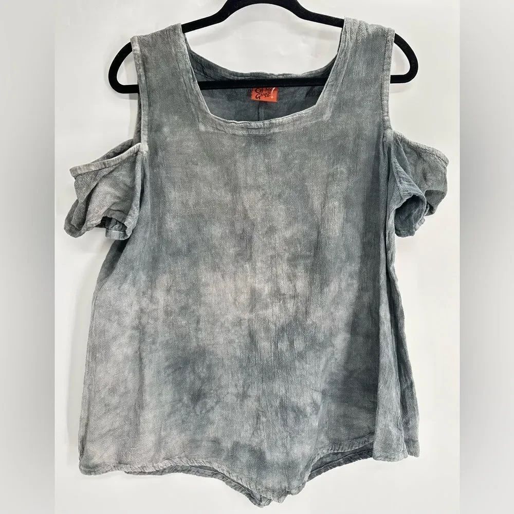 Oh My Gauze BlackāTie Dye Cold Shoulder Top Size 2 L/XL